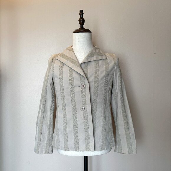 Issey Miyake FÊTE Women's Striped Blazer – Size 2 - Picture 1 of 11
